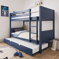 Blue Bunk Beds Luca Detachable Navy Blue Wooden with Trundle Bunk Bed