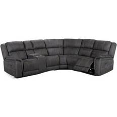 B&Q Black Leather Electric Reclining Corner Sofa