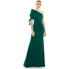 Evening Gowns Dresses Ieena Satin One Shoulder Puff Sleeve Trumpet Gown - Empress Green