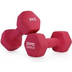 Core Balance Neoprene Hex Dumbbells Set Of 2 Cast Iron Hexagonal Hand Weights Dark 8kg