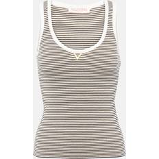 Guld Linnen Valentino VGold Striped Cotton-Blend Tank Top