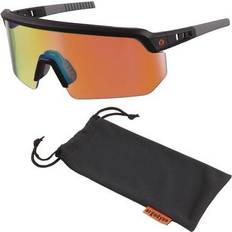 Orange Eye Protections Ergodyne Skullerz AEGIR-AFASM Half Frame Safety Glasses, Orange Mirror Lens, Matte Black Frame