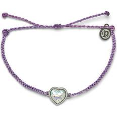 Purple Bracelets Pura Vida Silver Iridescent Mermaid Heart Bracelet 100% Waterproof, Adjustable Band, Brand Charm Light Purple