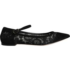 Viscose Low Shoes Dolce & Gabbana Sorte Blonde Flats Black