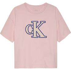 Pink T-shirts Calvin Klein Monogram Flock Boxy Short Sleeve T-shirt - Rosa