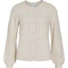 Pellava Neuletakit Vila Neuletakki viCleo O-neck L/S Knit - Beige