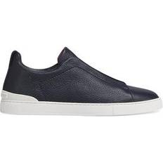 Zegna Sneakers Zegna Deerskin Triple Stitch Sneakers - Navy Blue