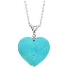 XL Necklaces C. W. Sellors Sterling Silver Turquoise Carved Heart Necklace - Silver