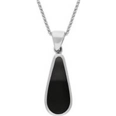 White Gold Necklaces C. W. Sellors 9ct White Gold Blue John Whitby Jet Double Sided Fob Necklace - White Gold