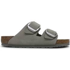 Birkenstock Big Buckle Nubuck Leather Unisex Slides Sandals - Dove Gray