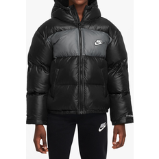 Jackets Nike Big Kid's Sportswear Heavyweight Synthetic Fill EasyOn Therma-FIT Repel Loose Hooded Jacket - Black/Smoke Grey/White/White (FD2846-013)