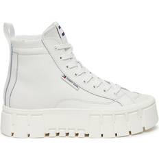 Tommy Hilfiger Warm Lined Leather High-Top Trainers - ECRU