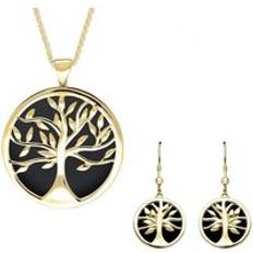 Jewellery C. W. Sellors 9ct Yellow Gold Whitby Jet Two Piece Set