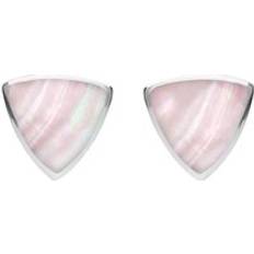 Jewellery C. W. Sellors Sterling Silver Pink Mother of Pearl Large Curved Triangle Stud Earrings