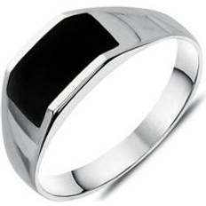 Jewellery C. W. Sellors Sterling Silver Whitby Jet Cut Off Band Ring