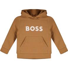 Brown Tops Children's Clothing BOSS Boys Dark Beige Cotton Hoodie