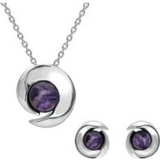 Argento Set di gioielli C. W. Sellors Sterling Silver Blue John Round Spiral Two Piece Set