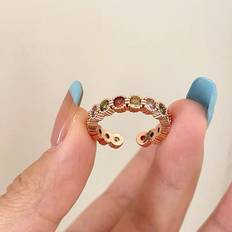 Enamel Rings SLOERT Glacier Stunning Mint Blue Enamel Ring - Floral Design for Women