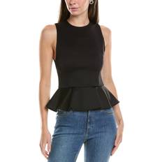 Nylon Blouses Alice + Olivia Poppy Peplum Scuba Top Black