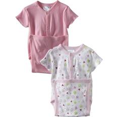 Children's Clothing Spasilk Baby Newborn Short Sleeve Wrap Bodysuits 2 Pack - Pink Flower