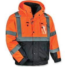 Work Clothes Ergodyne GloWear 8381 Hi-Vis 4-in-1 Winter Bomber Jacket, Large, Orange