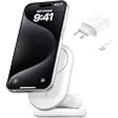 Iphone 13 laddare Belkin BoostCharge 2-i-1 Magnetisk Hopfällbar Qi2 Laddare 15 W