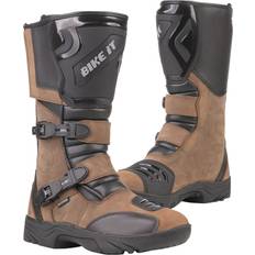 Bike It (UK 6) Triple-Black Motorcycle Adventure Boots Brown
