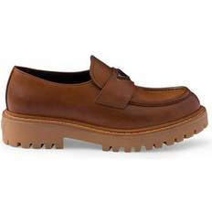 Prada Skor Prada Läder Patentläder Loafers Med Robust Sula