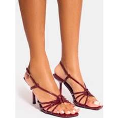 Skor Public Desire Burgundy Knot Front Strappy Heels