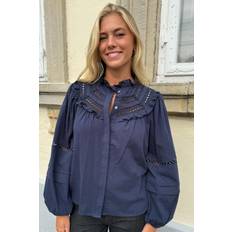 Continue Sienna emb Dam Långärmade Blusar - Navy Blue