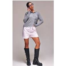 PrettyLittleThing Melange Soft Knit Basic Button Up Cardigan - Ash Grey