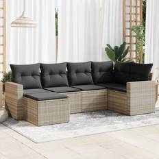 Lounge-Sets reduziert vidaXL 6-tlg Garten-Sofagarnitur mit Kissen Hellgrau Lounge-Set