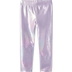 Silbrig Hosen Name It Folienprint Leggings - Silber