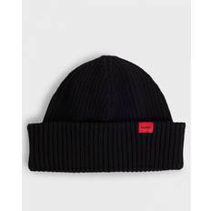 HUGO Rib-knit Wool-Blend Skull Cap Beanie - Black