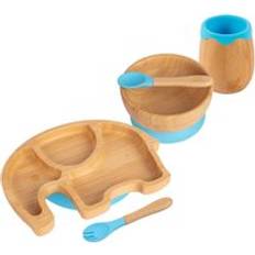 Tiny Dining 5pc Bamboo Elephant Baby Weaning Set Blue One Size