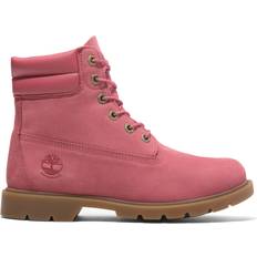 Pink - Women Lace Boots Timberland Linden Woods 6-Inch Lace-Up Waterproof - Pink Nubuck