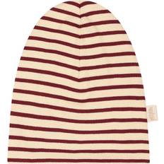 Modal Mössor Barnkläder Petit Piao Beanie Modal Striped - Dark Cherry/Dark Off White