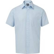 Fabric - Men Shirts Premier Mens Short Sleeve Poplin Shirt - Light Blue