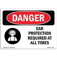 Office Supplies SignMission OSHA Danger Sign 12 x 18 in - Ear Protection Required