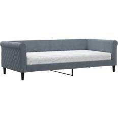 Indbyggede opbevaring Senge vidaXL Daybed Med Madras 90x200 cm Velour Mørkegrå