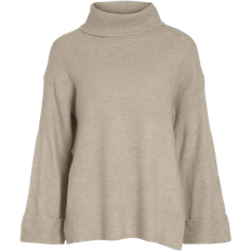 Vila Turtleneck Knitted Pullover - Super Light Natural Melan