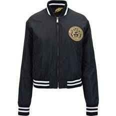 Versace Overtøj Versace Uld Zip Jakke Med Kædeprint - Sort