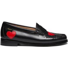 G.H.Bass Weejuns Penny Love Loafers - Black Leather/Red