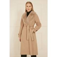 White - Women Coats Yumi Beige Wrap Around Coat - Camel