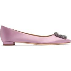 44 ½ Bailarinas Manolo Blahnik Hangisi Satin Ballerina Flats - Plum