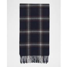 Ull Skjerf & Sjal Eton Merino Wool Checked Scarf - Navy Blue