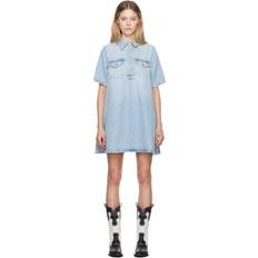 Azul Vestidos Ganni Blue Faded Denim Minidress - 091 Tint Wash