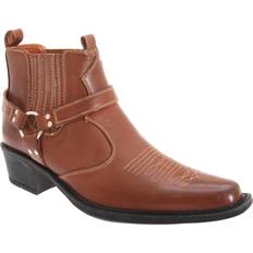 Multicolore Stivaletti in Pizzo US Brass Eastwood Cowboy Ankle Boots - Tan