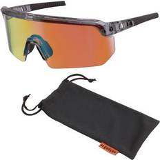 Orange Eye Protections Ergodyne Skullerz AEGIR-MI Half Frame Safety Glasses, Orange Mirror Lens, Clear Smoke Frame