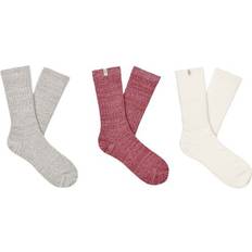 Multicolored Socks UGG Rib Knit Slouchy Crew Socks 3 Pack - Pink Cedar/Chestnut